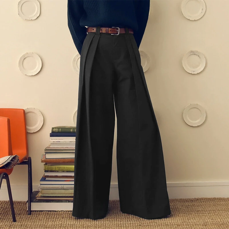 INCERUN Mens Solid Color Loose Fit High Waist Pant Casual Wide Leg Long Trousers Plus Size For Men S-5XL — view 4