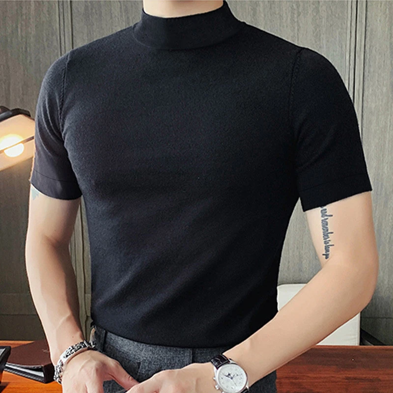 INCERUN Mens Solid Half-Collar Short Sleeve T-Shirt — INCERUN