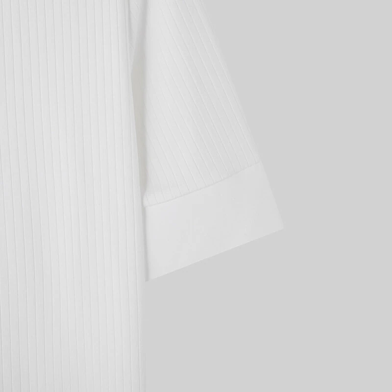 INCERUN Mens Solid Textured Casual Short Sleeve Shirt Fashion V-neck Lapel Top for Male — view 8