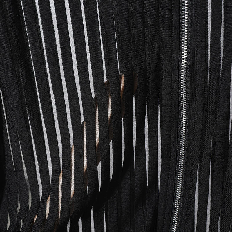 INCERUN Mens Striped See Through Lapel Collar Vest Comfortable Black Zipper Sleeveless Tank Top for Male — view 6