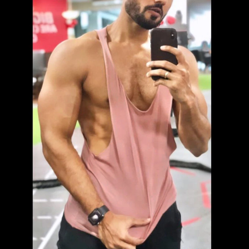INCERUN Mens Tank Top Solid Color Sport Tanks Scoop Neck Tank Top Summer Comfy Gym Sleeveless Top — view 3