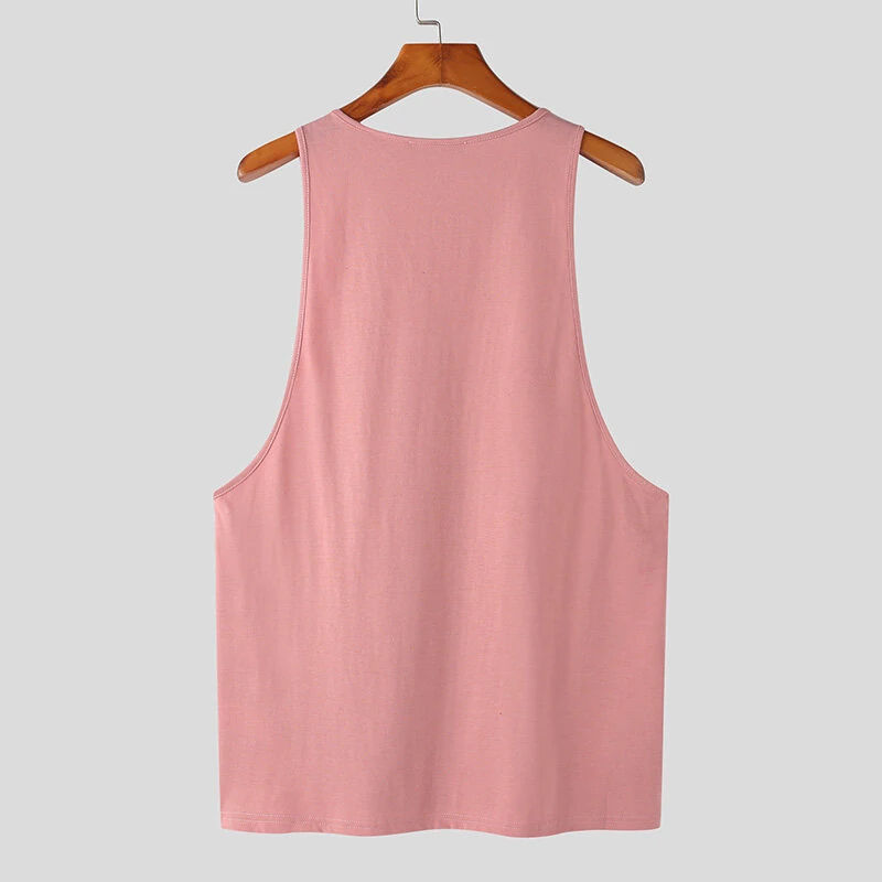 INCERUN Mens Tank Top Solid Color Sport Tanks Scoop Neck Tank Top Summer Comfy Gym Sleeveless Top — view 4