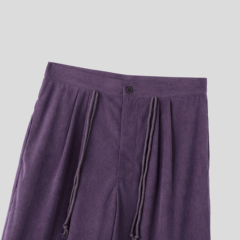 INCERUN Mens Textured Comfortable Straight Leg Pant Solid Color Casual Wide Legged Pants Male S-5XL — view 5