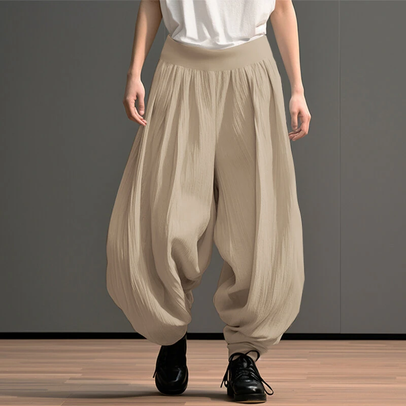 INCERUN Mens Trendy Wide Leg Pants Solid Color Casual Loose Foots-binding Pants Plus Size, Spring Fall, S-5XL — view 11