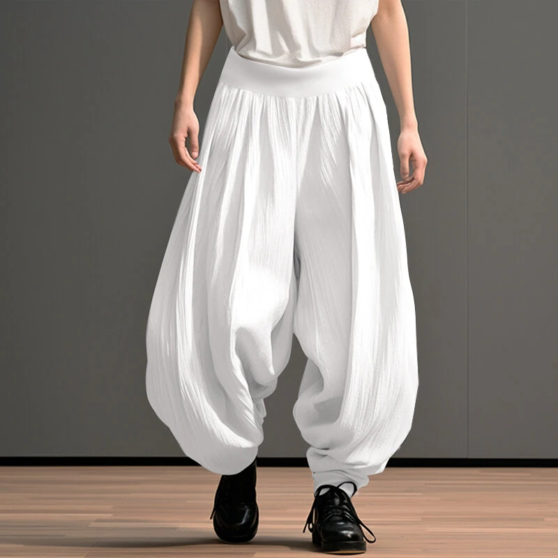 INCERUN Mens Trendy Wide Leg Pants Solid Color Casual Loose Foots-binding Pants Plus Size, Spring Fall, S-5XL — view 2