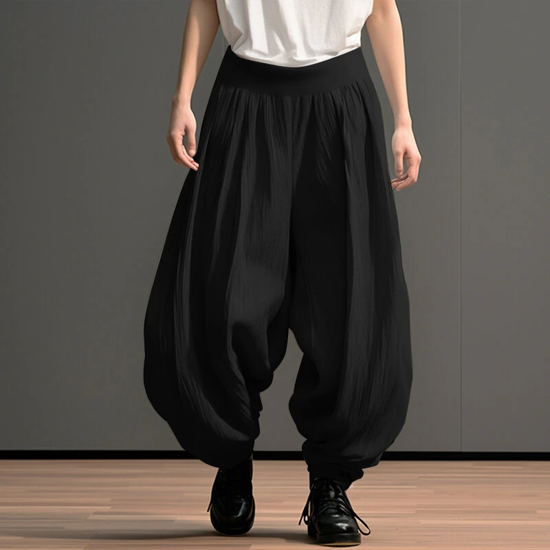INCERUN Mens Trendy Wide Leg Pants Solid Color Casual Loose Foots-binding Pants Plus Size, Spring Fall, S-5XL — view 3