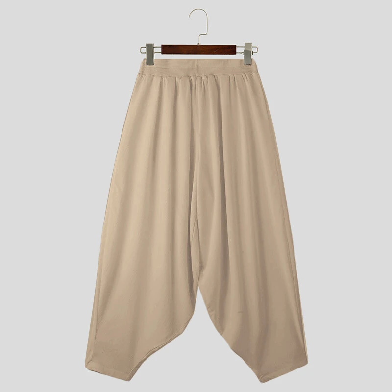 INCERUN Mens Trendy Wide Leg Pants Solid Color Casual Loose Foots-binding Pants Plus Size, Spring Fall, S-5XL — view 4