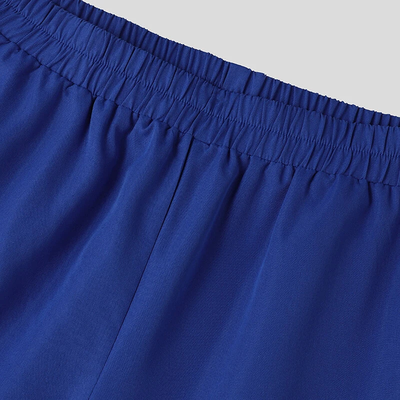 INCERUN Mens Zipper Big Pocket Pleated Design Pant Wide Legged Trousers Casual Solid Color Elastic Waist Pant S-5XL — view 6