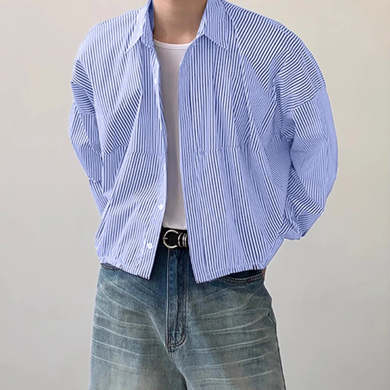 INCERUN Plus Size Men Classic Striped Shirts Long Sleeve Lapel Collar Casual Shirt for Men Daily Vacation Streetwear Male Top — view 11