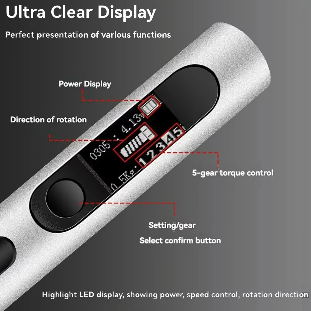 Industrial Grade 0305A Electric Screwdriver 3.6V Rechargeable Cordless 5-Gear Torque Precision Tool Type-C Quick Charge 200RPM Performance — view 6