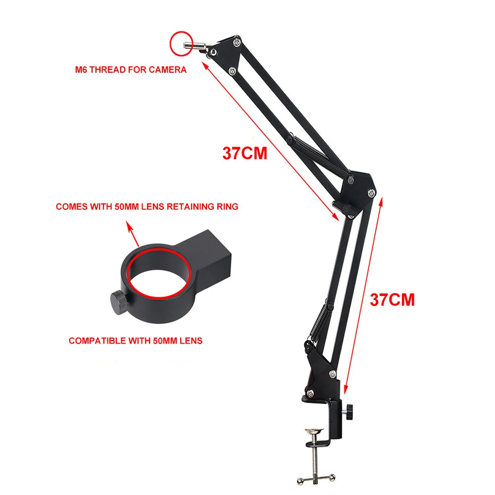 Industrial Microscope Camera Bracket Adjustable 360° Rotation Monocular Design High Quality Metal Load Capacity 3.5 IBS Compatible with 42mm and 50mm Lenses Ideal for Industrial Visual Inspection Applications — view 9