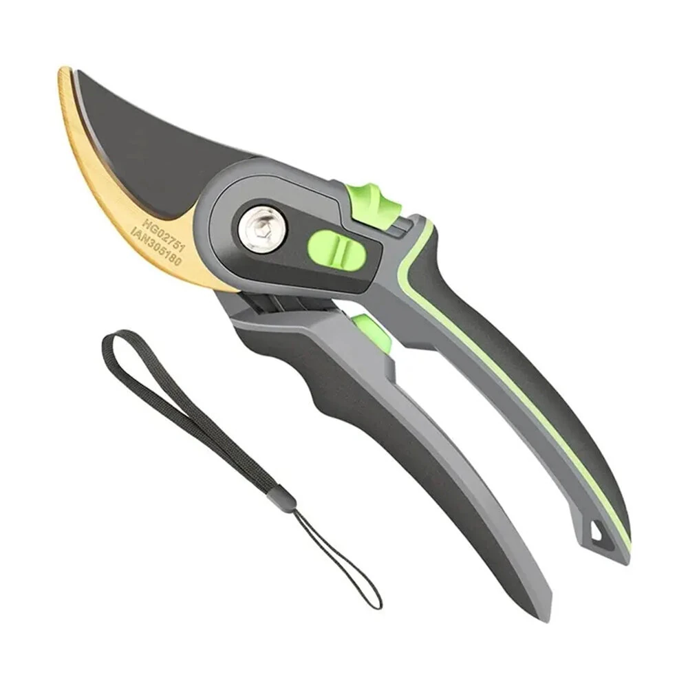 Industrial Pruning Shears 205mm SK5 Steel Blade 50mm Length Two-level Opening Ergonomic Non-slip Handles Labor-saving Spring Precision Cutting