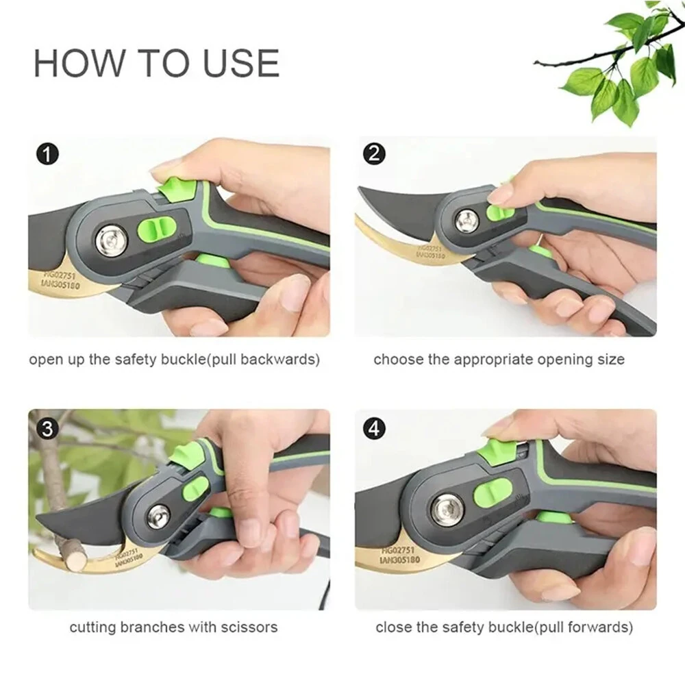 Industrial Pruning Shears 205mm SK5 Steel Blade 50mm Length Two-level Opening Ergonomic Non-slip Handles Labor-saving Spring Precision Cutting — view 7