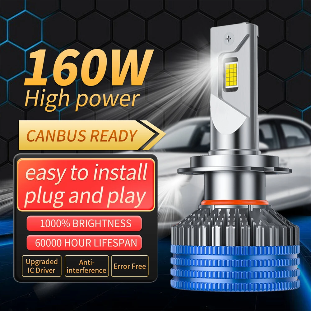 INFITARY Q5A H1/H4/H7/H11/9005/9006/9012 160W 42000LM Car LED Headlight Bulbs 42000LM 4575 CSP Chips IP67 Waterproof Automotive Headlights High Brightness Bulb — view 2