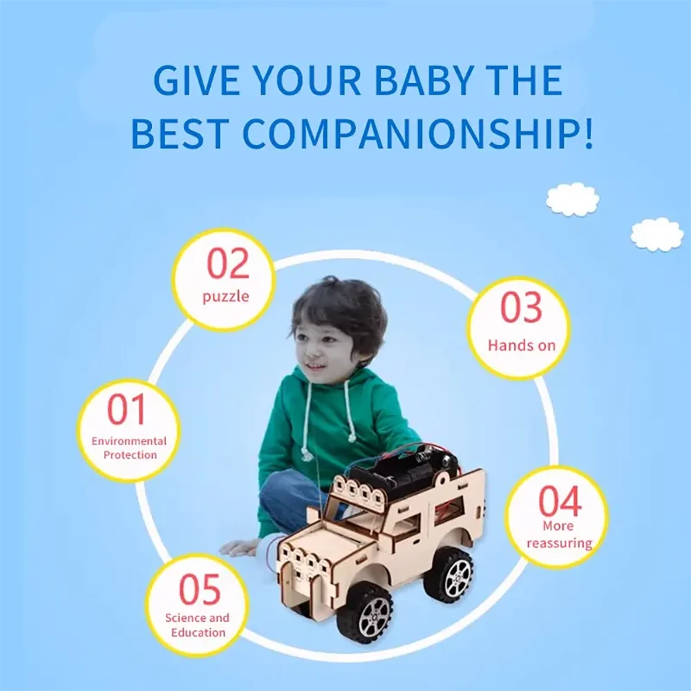 Innovative Technology Small Production for Jeep Car Electric Toy Student Scientific Experiment DIY Handmade Model School Supplies — view 3