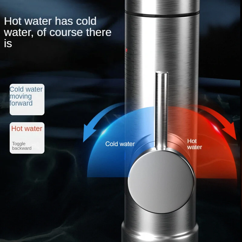 Instant 220V Electric Faucet with 360 Degree Rotating Stainless Steel Pipe Eco-friendly Kitchen Hot Water Heater with 3000W Power 1.5m Power Cord for Fast and Safe Water Heating — view 5