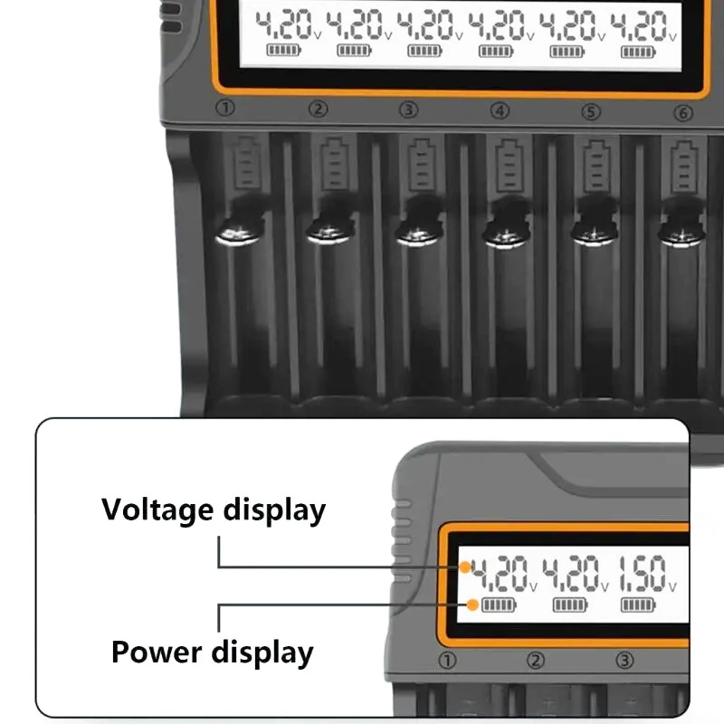 Intelligent Charging Adapter 12 Bay Battery Charger LCD Display Multi Slot Supports 18650/AA/AAA Battery Overcharge Protection Heat Dissipation Fast Charging Efficient Power Supply — view 4