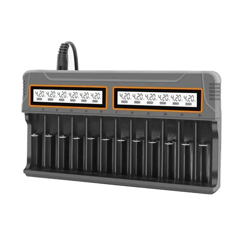 Intelligent Charging Adapter 12 Bay Battery Charger LCD Display Multi Slot Supports 18650/AA/AAA Battery Overcharge Protection Heat Dissipation Fast Charging Efficient Power Supply — view 6