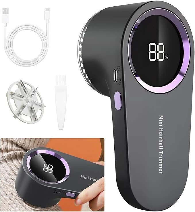 Intelligent Digital Display Fabric Shaver Hair Ball Trimmer Portable Lint Remover with 6 Blade Cutter Head Type C Fast Charging — Intelligent
