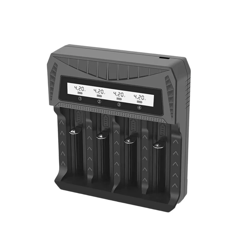 Intelligent LCD Battery USB Charger 4 Slots For 18650/AA/AAA Rechargeable Lithium Battery Type-C Overcharge Protection ABS Shell Power Banks Compatible — image 1