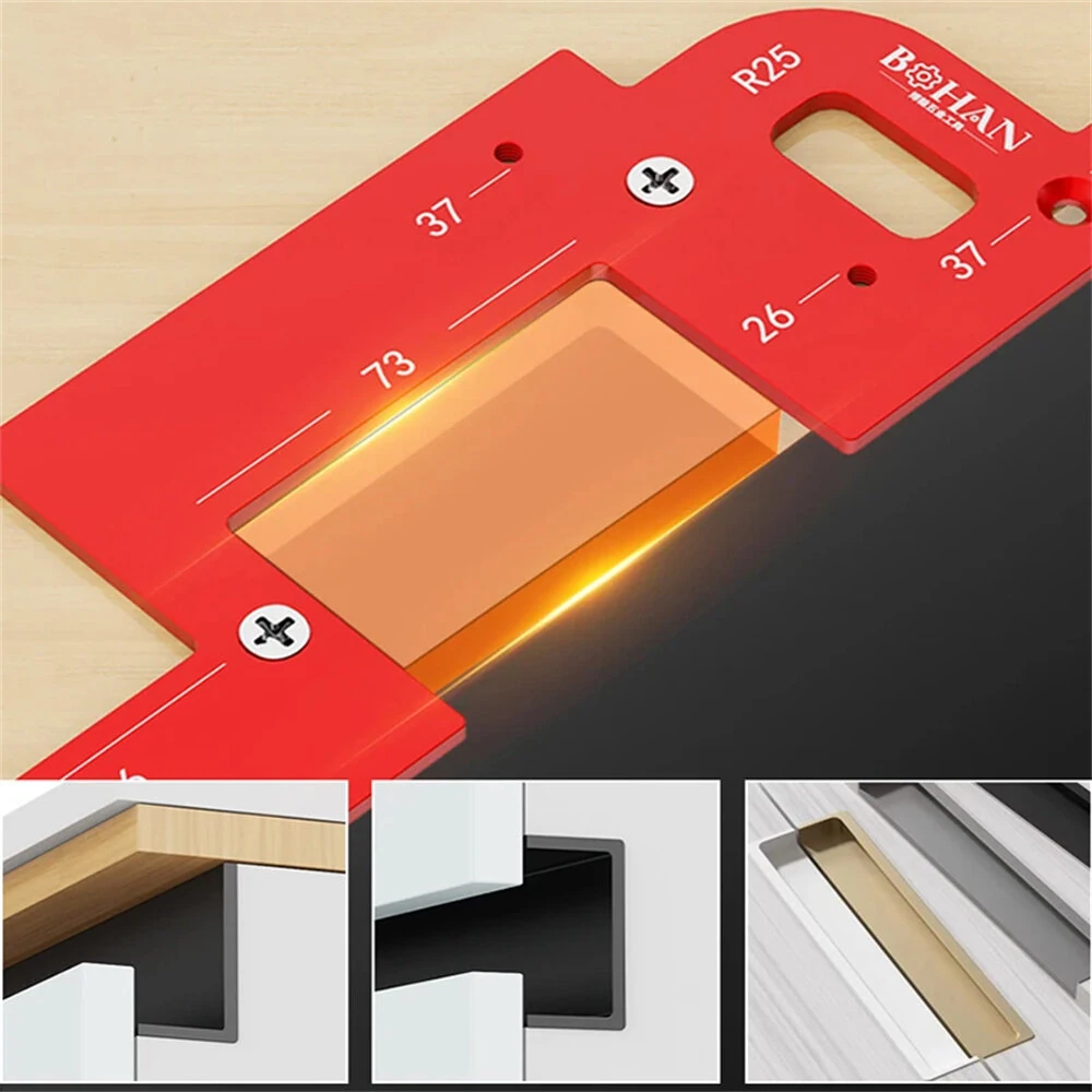 Invisible Embedded Handle Slotting Template Aluminum Alloy Precise Slot Positioning Wardrobe Kitchen Cabinet Door Positioning Tool High-Quality Design Easy to Use — view 5