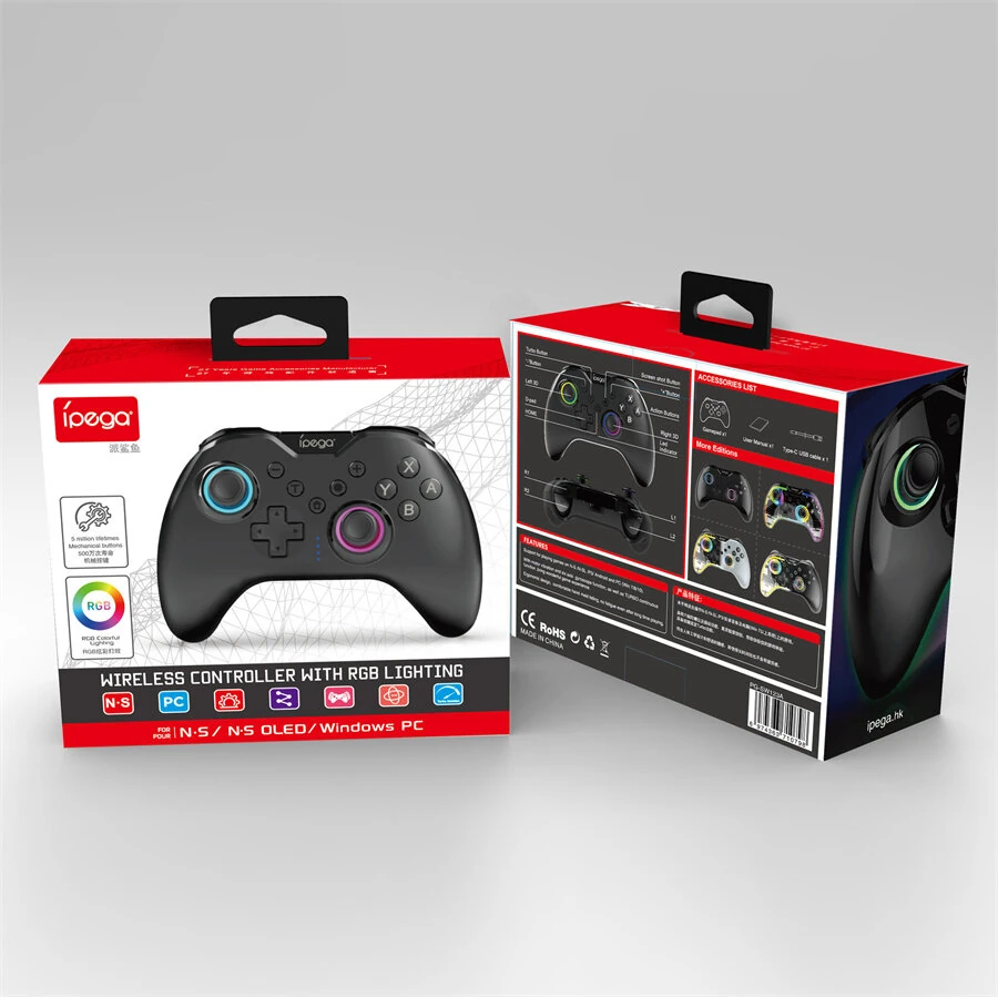 Ipega PG-SW123 Wireless bluetooth Game Controller with RGB Lighting Dual Motors Vibration Six Axis Motion Turbo Function Gamepad for Switch NS2 PC Steam — view 6