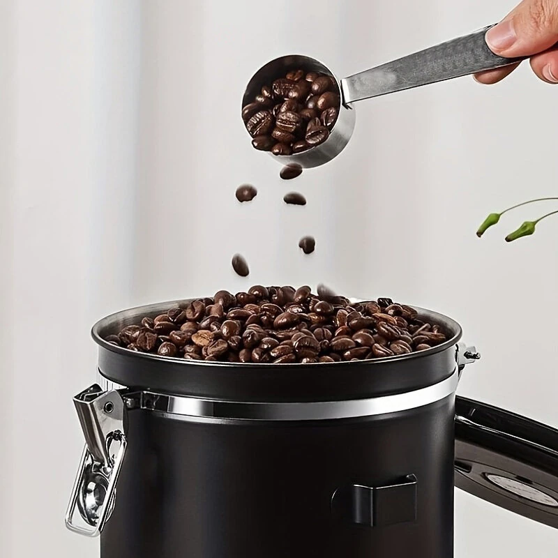 IPRee 1.2L/1.8L Coffee Bean Storage Container Stainless Steel Vacuum Sealed Canister with One Way Valve Date Tracker Airtight Food Grade Kitchen Storage Jar — view 4