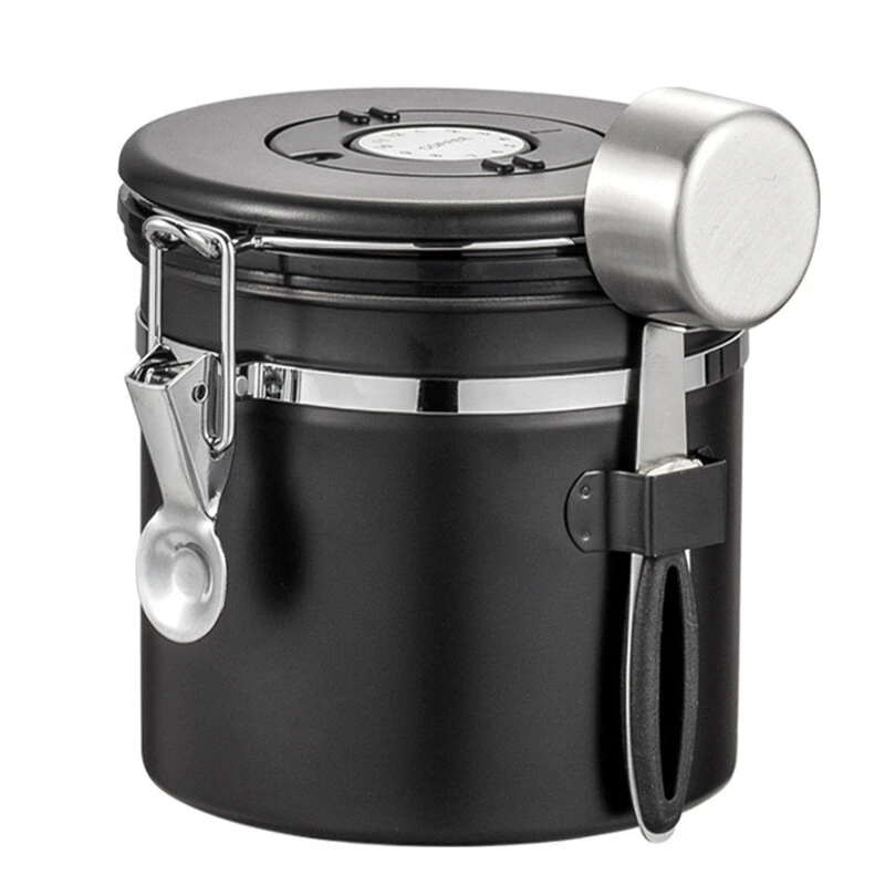 IPRee 1.2L/1.8L Coffee Bean Storage Container Stainless Steel Vacuum Sealed Canister with One Way Valve Date Tracker Airtight Food Grade Kitchen Storage Jar — view 7