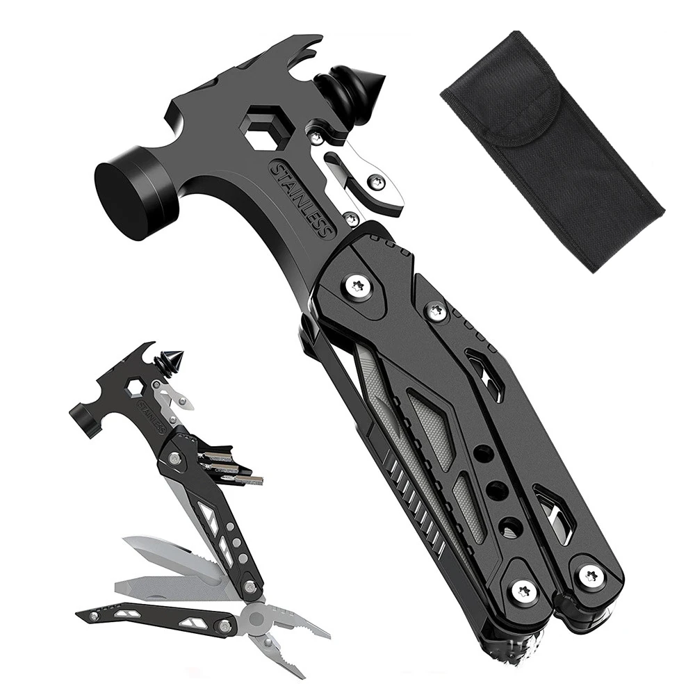 IPRee 16 In 1 Multifunctional Hammer Survival Tool Folding Pocket Pliers With Screwdriver Bottle Opener For Survival Camping Hunting Outdoor — view 10