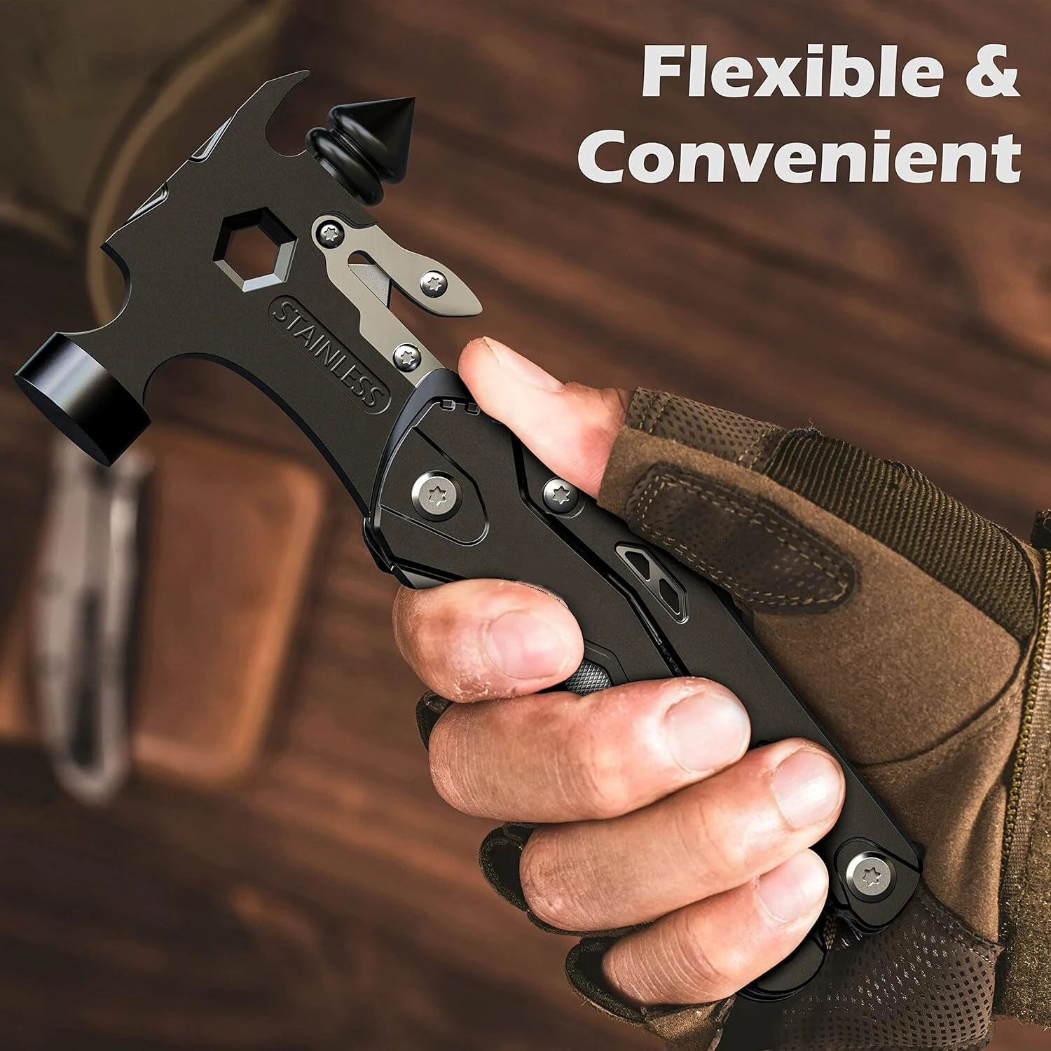 IPRee 16 In 1 Multifunctional Hammer Survival Tool Folding Pocket Pliers With Screwdriver Bottle Opener For Survival Camping Hunting Outdoor — view 6