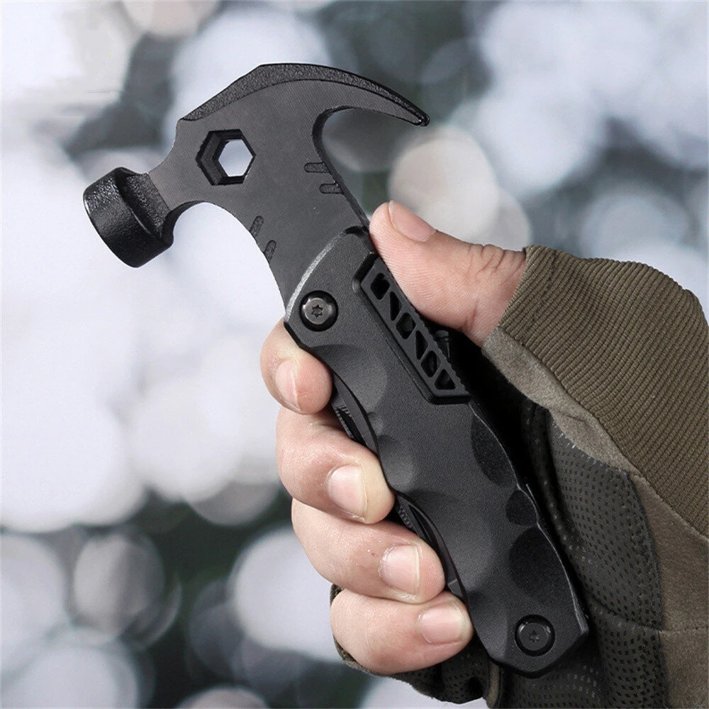 IPRee 18 in 1 Multifunctional Claw Hammer Nail Puller Combination Small Saw Bit Tool Outdoor Survival Camping Hiking Portable Hammer — view 8