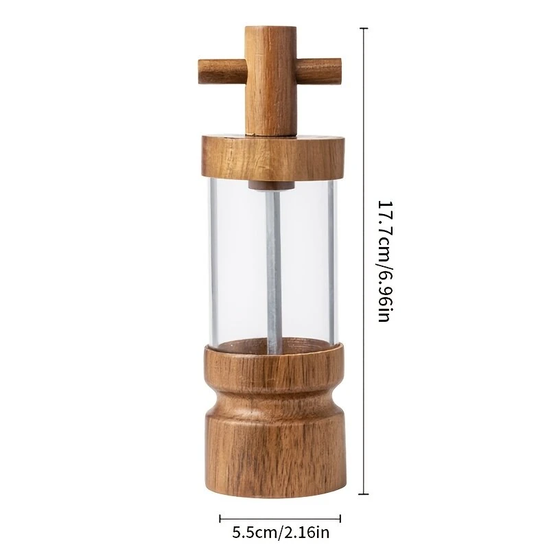 IPRee 1PCS Creative Pepper Grinder Acacia Wood Crafted Transparent Acrylic Fine Grinding Pepper Mill for Home Use Kitchen Lantern Sea Salt Grinding Bottle — view 5