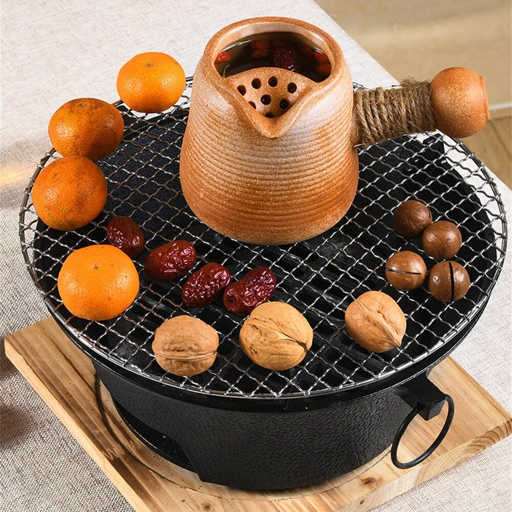 IPRee 1Set 23cm Cast Iron Round Charcoal Stove Outdoor Cooking & Heating for Camping, Picnics, Backyard BBQ, Camping Stove Portable, Picnic Essentials — view 2