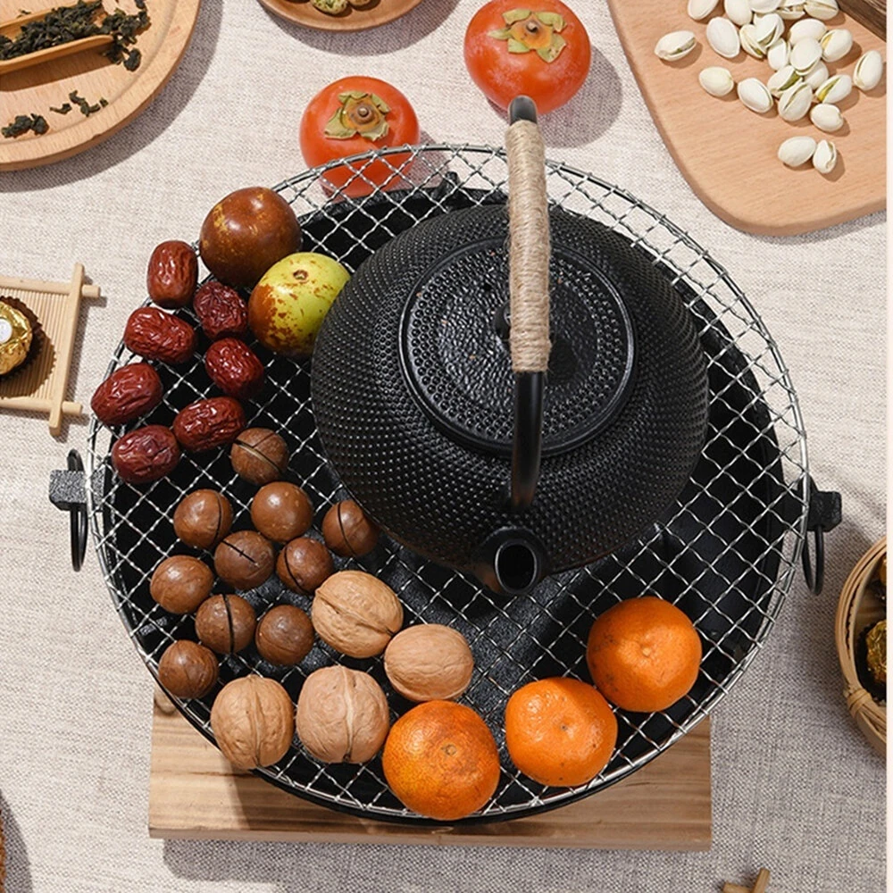 IPRee 1Set 23cm Cast Iron Round Charcoal Stove Outdoor Cooking & Heating for Camping, Picnics, Backyard BBQ, Camping Stove Portable, Picnic Essentials — view 6