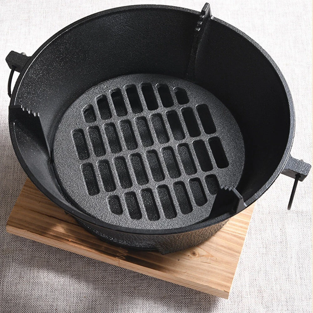 IPRee 1Set 23cm Cast Iron Round Charcoal Stove Outdoor Cooking & Heating for Camping, Picnics, Backyard BBQ, Camping Stove Portable, Picnic Essentials — view 8