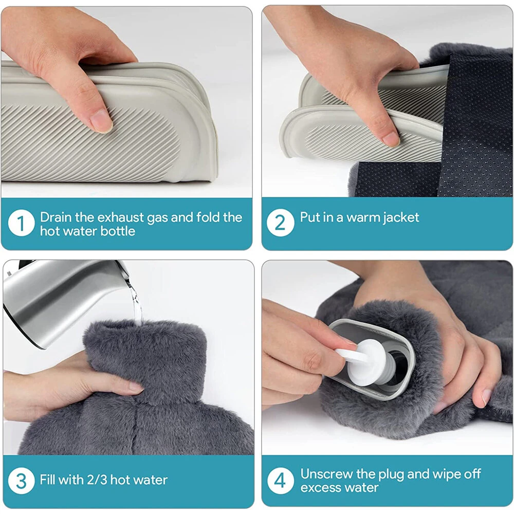 IPRee 2L Heated Foot Warmer, Explosion Proof Hot Water Bag, Water Filled Rubber Foot Warmer, Water Filled Plush Foot Warmer — view 5