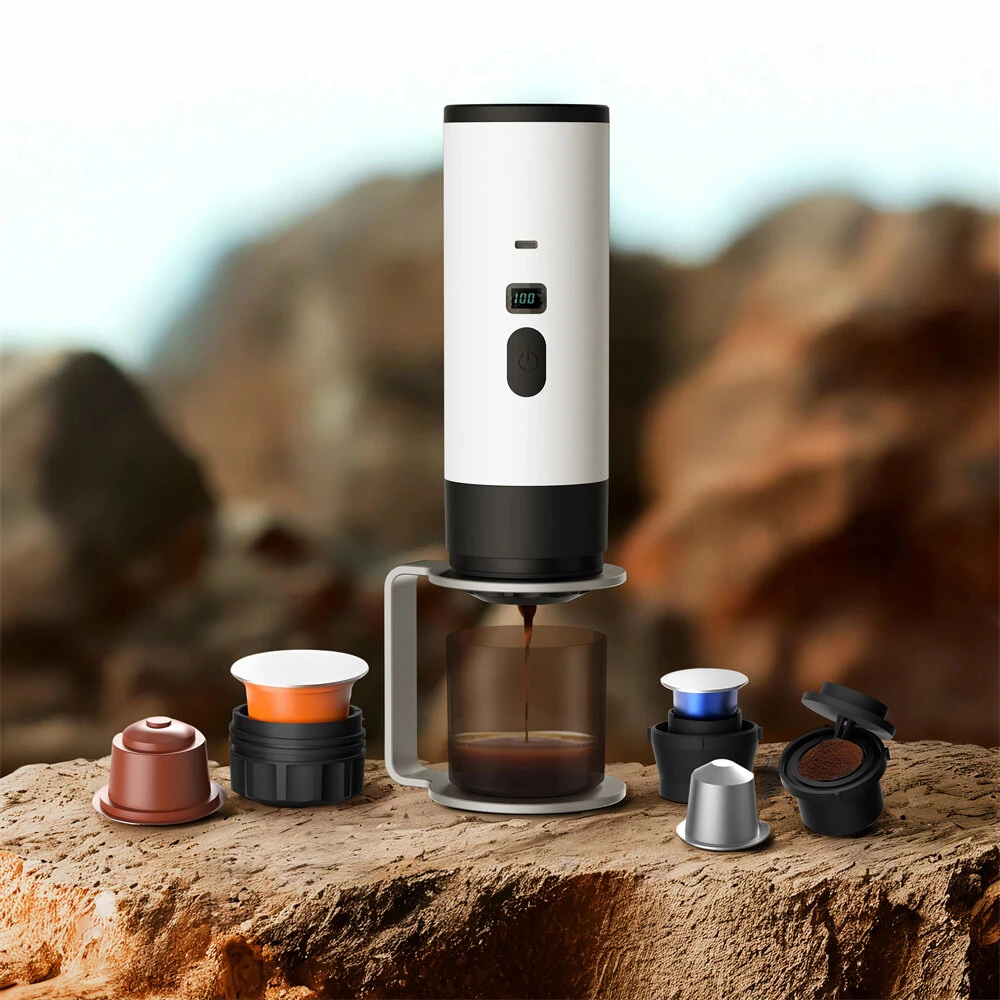 IPRee 3-in-1 Portable Electric Coffee Maker Capsule Coffee Grinder Travel Coffee Maker with Cordless Heating for Car and Home Camping — view 10