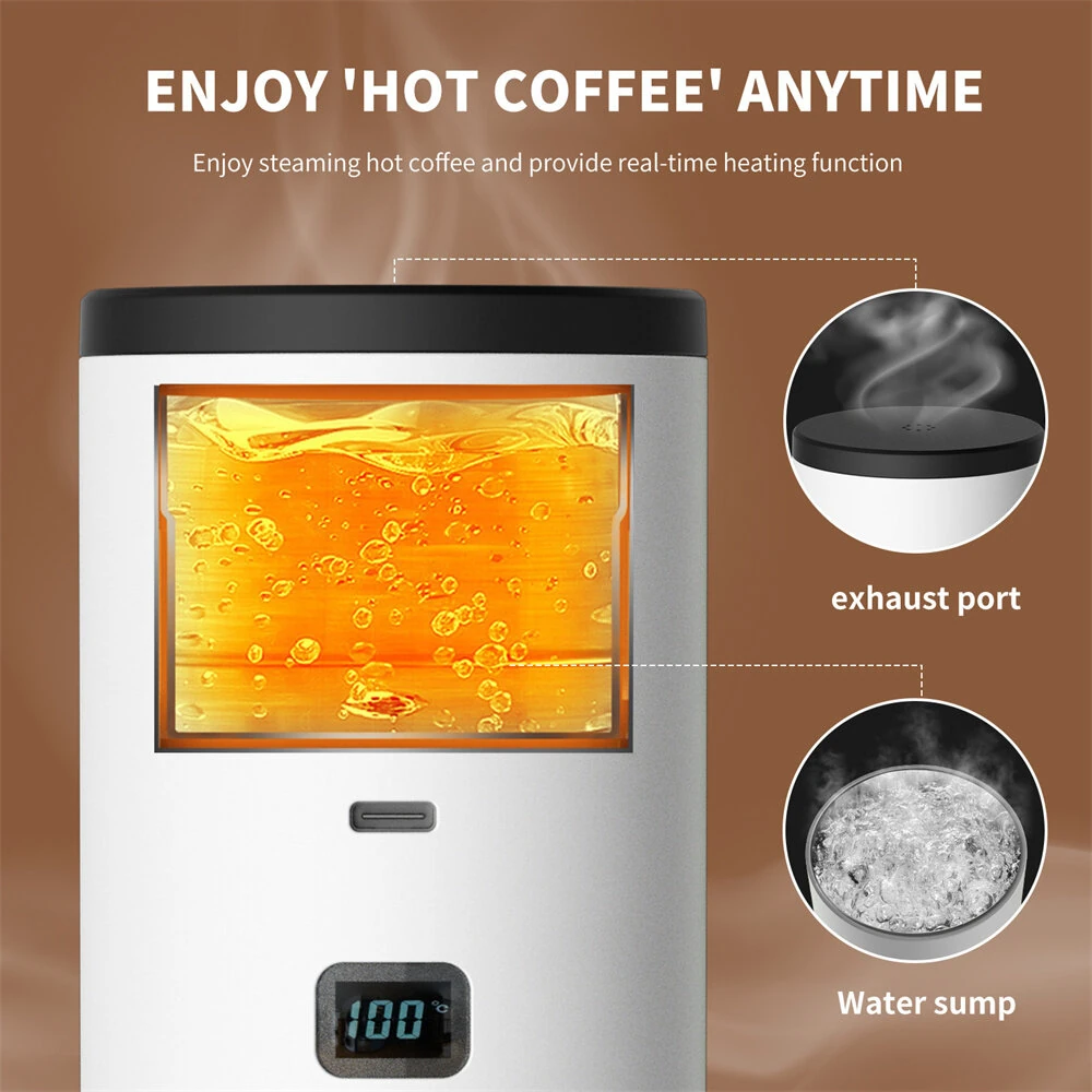 IPRee 3-in-1 Portable Electric Coffee Maker Capsule Coffee Grinder Travel Coffee Maker with Cordless Heating for Car and Home Camping — view 3