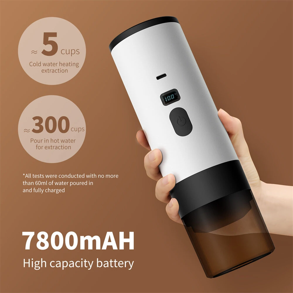 IPRee 3-in-1 Portable Electric Coffee Maker Capsule Coffee Grinder Travel Coffee Maker with Cordless Heating for Car and Home Camping — view 4