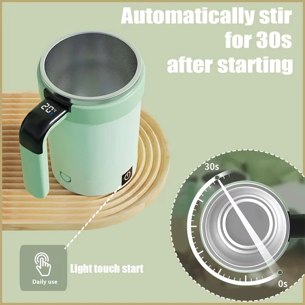 IPRee 380ML Detachable Automatic Magnetic Stirring Mug with Straw & Lid Stainless Steel Waterproof USB Electric Mixing Coffee Mug — view 4