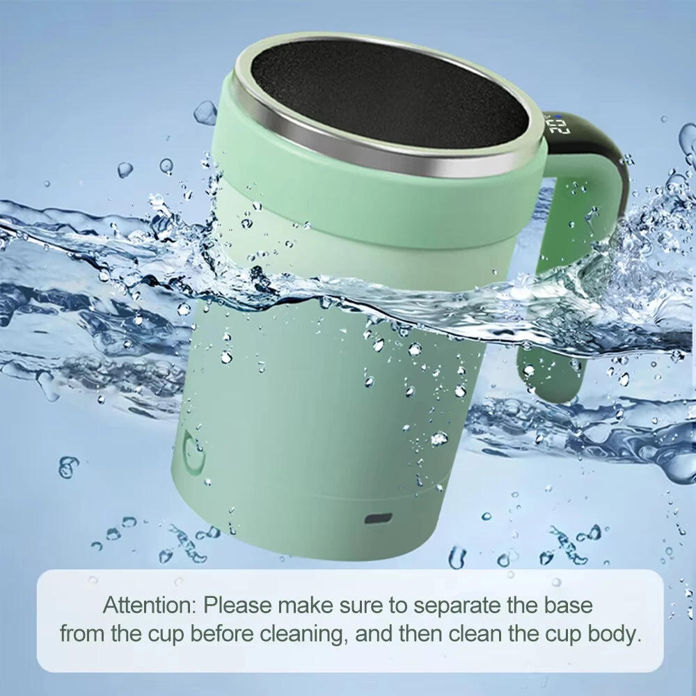 IPRee 380ML Detachable Automatic Magnetic Stirring Mug with Straw & Lid Stainless Steel Waterproof USB Electric Mixing Coffee Mug — view 7