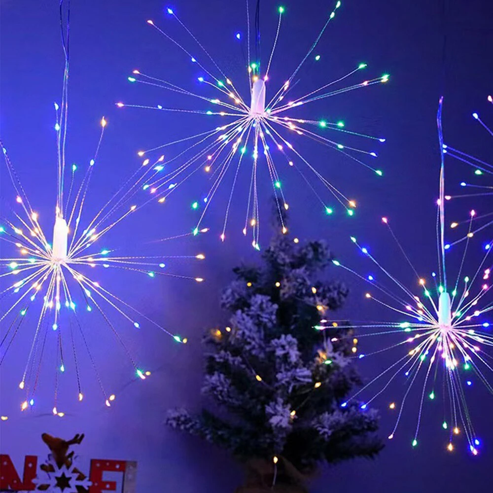 IPRee 4 IN 1 LED Starburst Sphere Lights Plug in Waterproof Hanging Lights for Gardens Christmas Party Decor — view 2