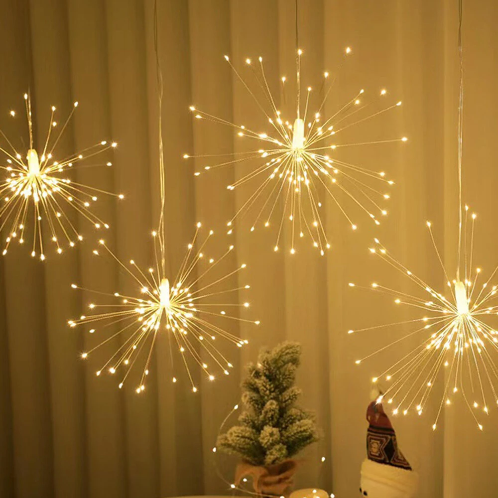 IPRee 4 IN 1 LED Starburst Sphere Lights Plug in Waterproof Hanging Lights for Gardens Christmas Party Decor — view 3