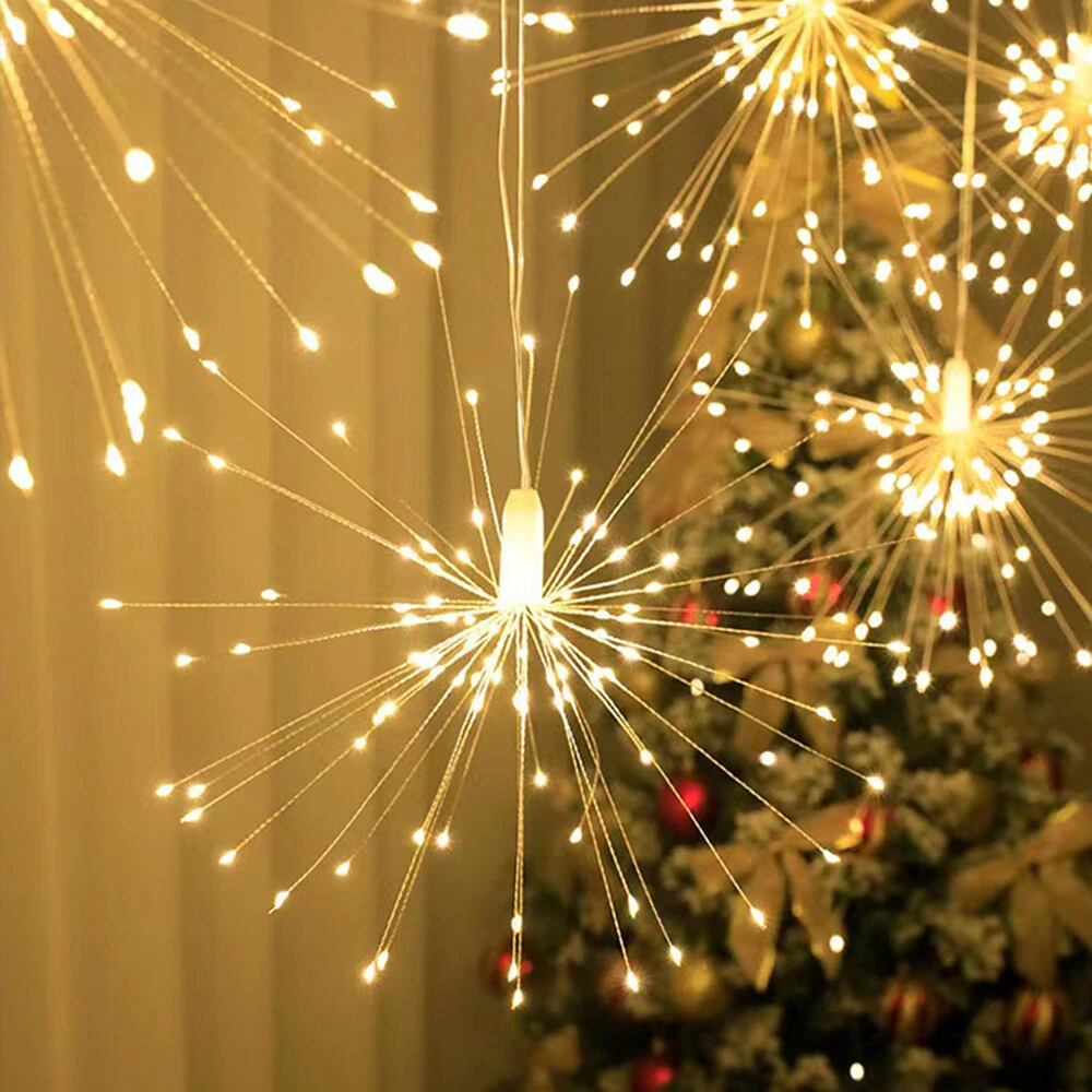 IPRee 4 IN 1 LED Starburst Sphere Lights Plug in Waterproof Hanging Lights for Gardens Christmas Party Decor — view 4