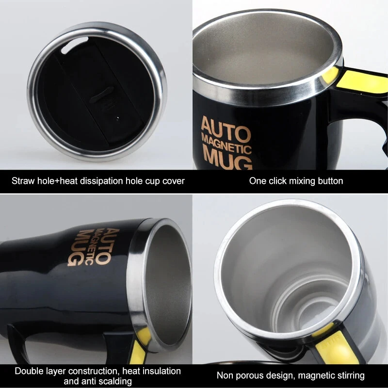 IPRee 450ml Automatic Electric Mug Stirring Coffee Cup Stainless Steel Mixer Lazy Self Mixing Tea Milk Drinking Cups — view 5