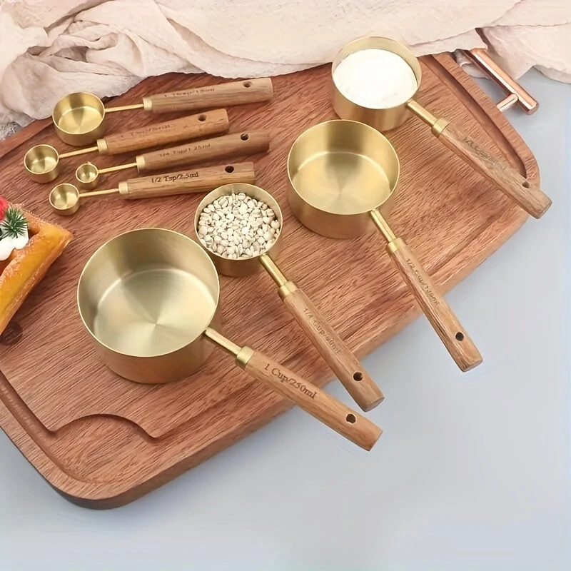 IPRee 8pcs/Pack Stainless Steel Measuring Cups and Spoons with scale Design Kitchen Baking Tools for Home Baking — view 3