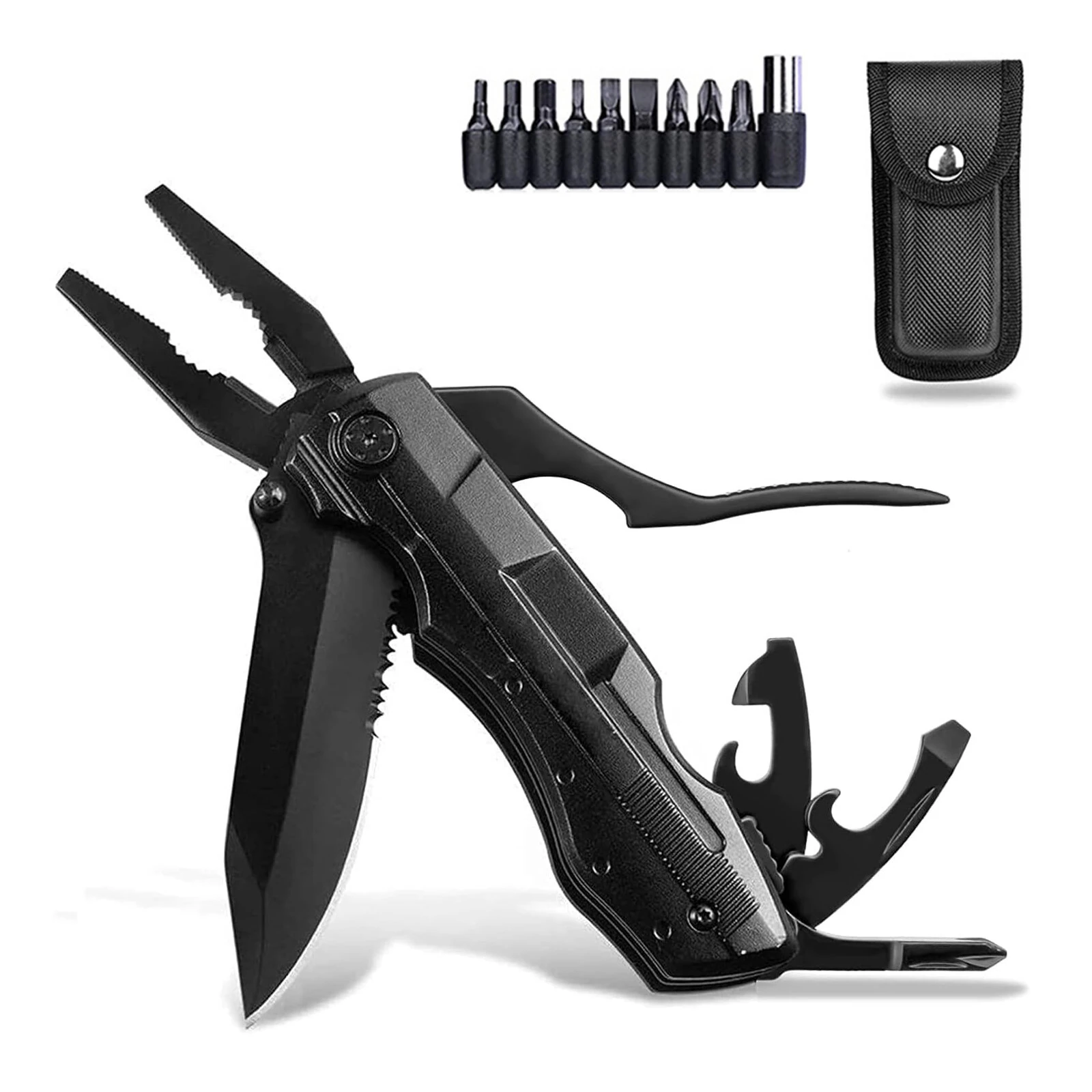 IPRee 9 in 1 Multi-functional Pliers EDC Screws Multi-head Combination Outdoor Portable Home Maintenance Folding Pliers Screwdriver Hand Tool Car Emergency Tool — view 11