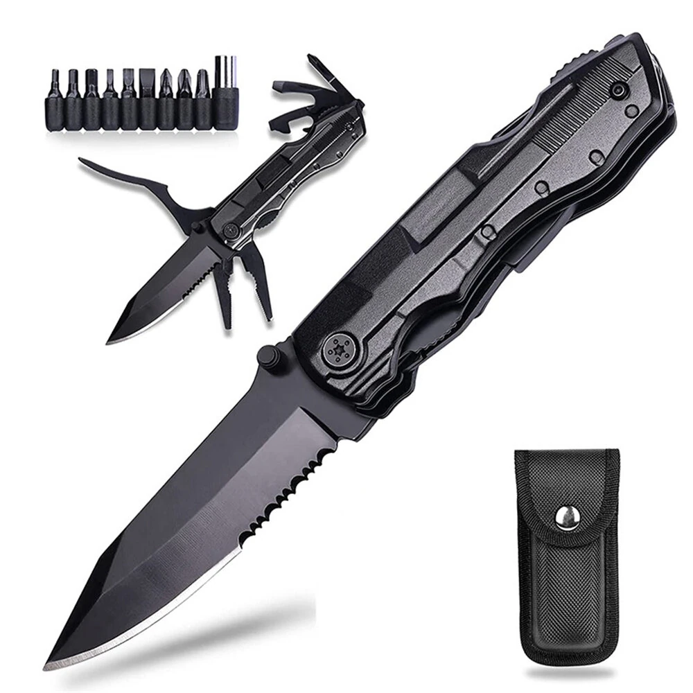 IPRee 9 in 1 Multi-functional Pliers EDC Screws Multi-head Combination Outdoor Portable Home Maintenance Folding Pliers Screwdriver Hand Tool Car Emergency Tool — view 2