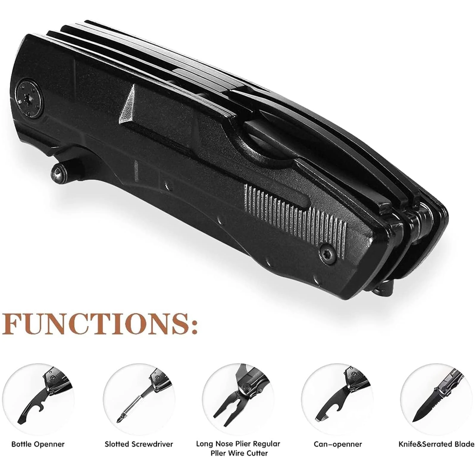 IPRee 9 in 1 Multi-functional Pliers EDC Screws Multi-head Combination Outdoor Portable Home Maintenance Folding Pliers Screwdriver Hand Tool Car Emergency Tool — view 5