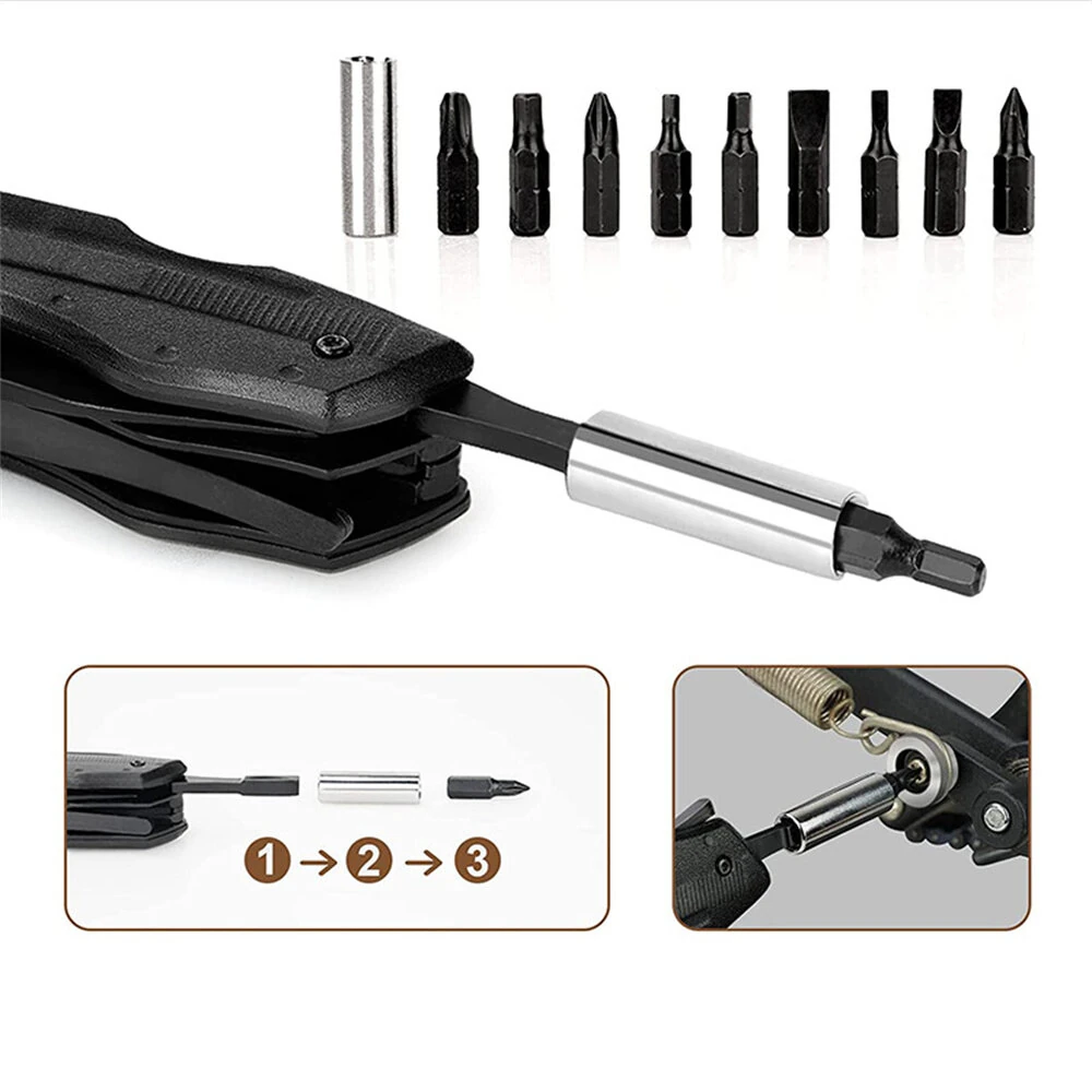 IPRee 9 in 1 Multi-functional Pliers EDC Screws Multi-head Combination Outdoor Portable Home Maintenance Folding Pliers Screwdriver Hand Tool Car Emergency Tool — view 6